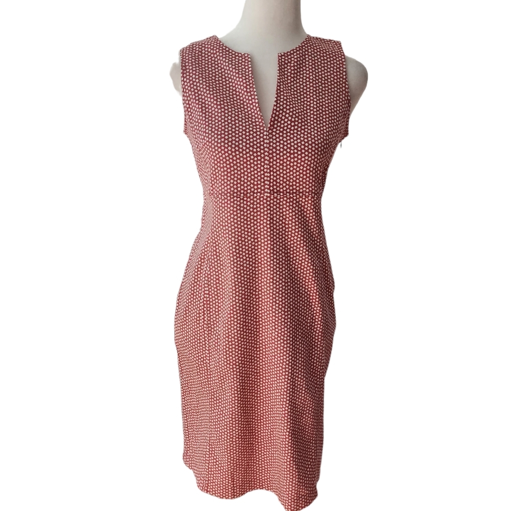 EUC Rosso35 Split Neckline Sleeveless Diamond Dot Cotton Made In Italy Dress